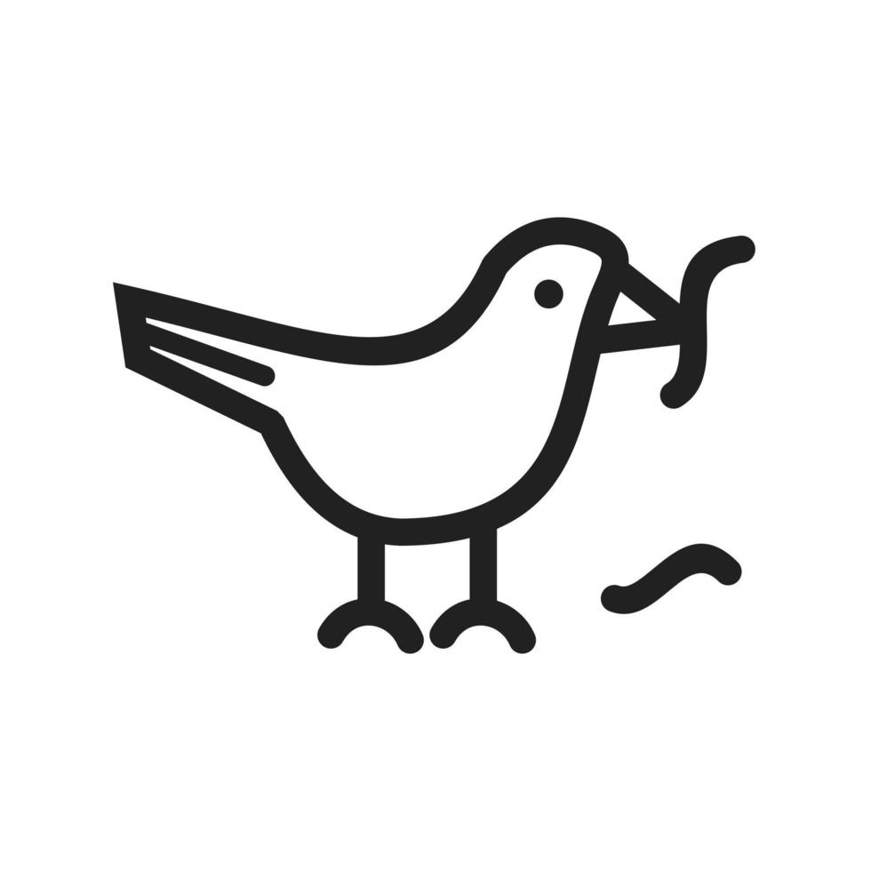 Bird Eating Worm Icon vector
