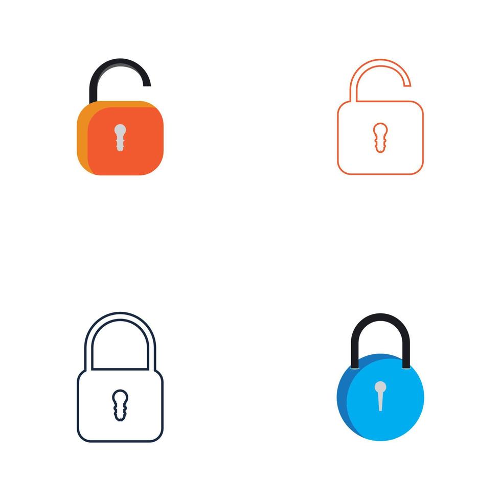 Flat lock and unlock icon vector background