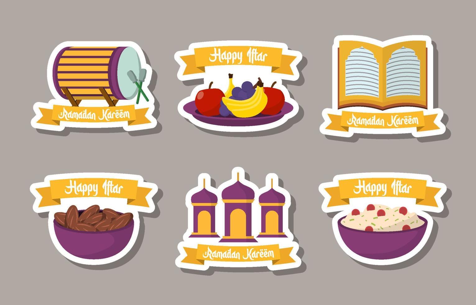 Iftar Sticker Set Collection vector