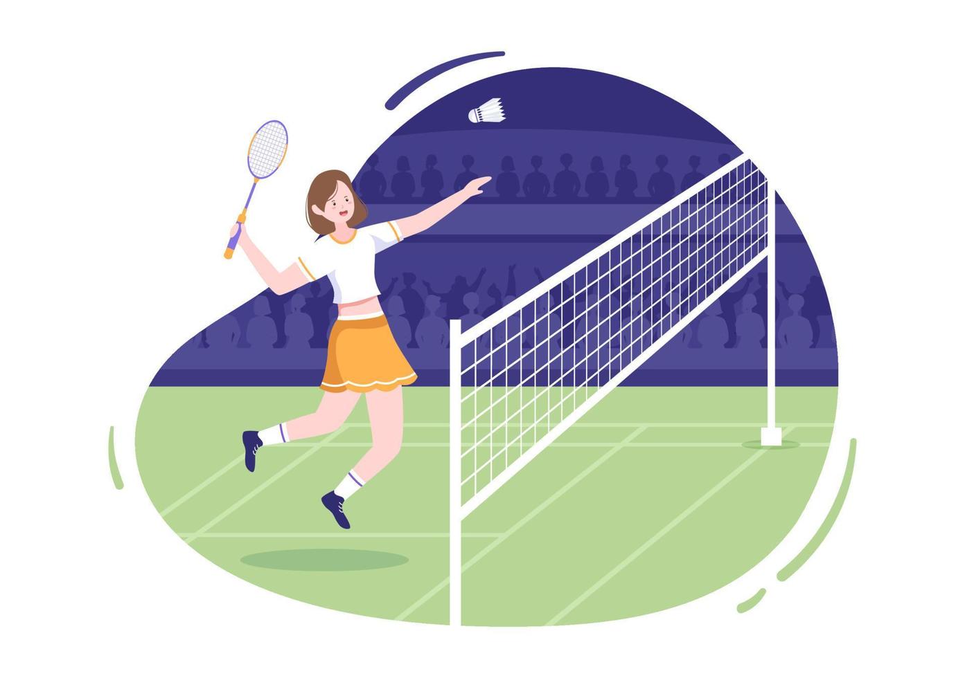 Badminton Player with Shuttle on Court in Flat Style Cartoon Illustration.  Happy Playing Sport Game and Leisure Design 7569866 Vector Art at Vecteezy