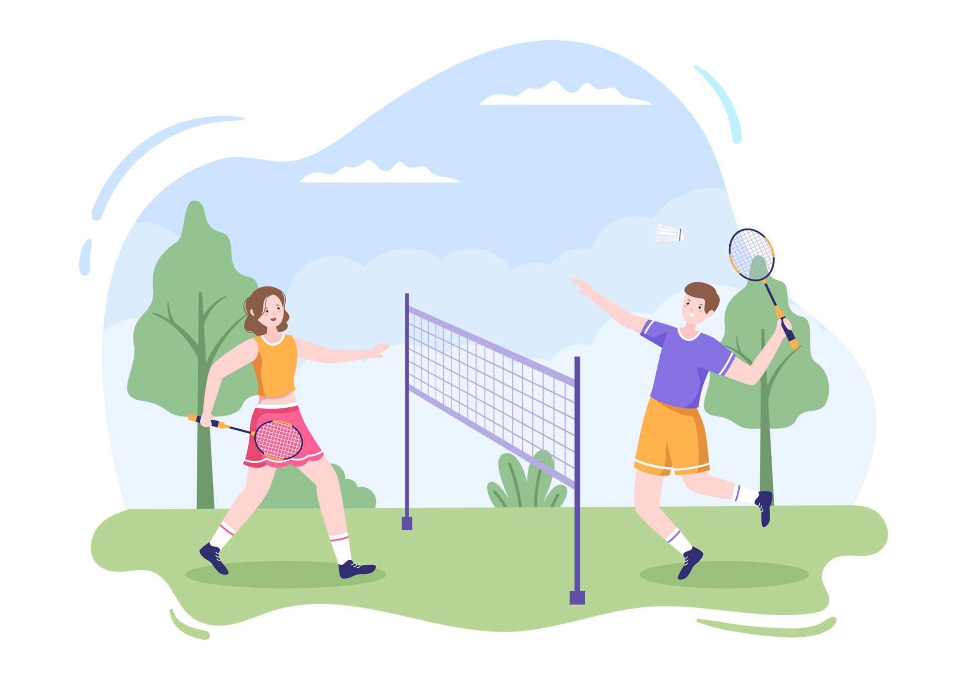 Badminton Player with Shuttle on Court in Flat Style Cartoon Illustration. Happy Playing Sport Game and Leisure Design 7569869 Vector Art at Vecteezy Badminton Player with Shuttle on Court in Flat Style Cartoon Illustration. Happy Playing Sport Game and Leisure Design 7569869 Vector Art at Vecteezy