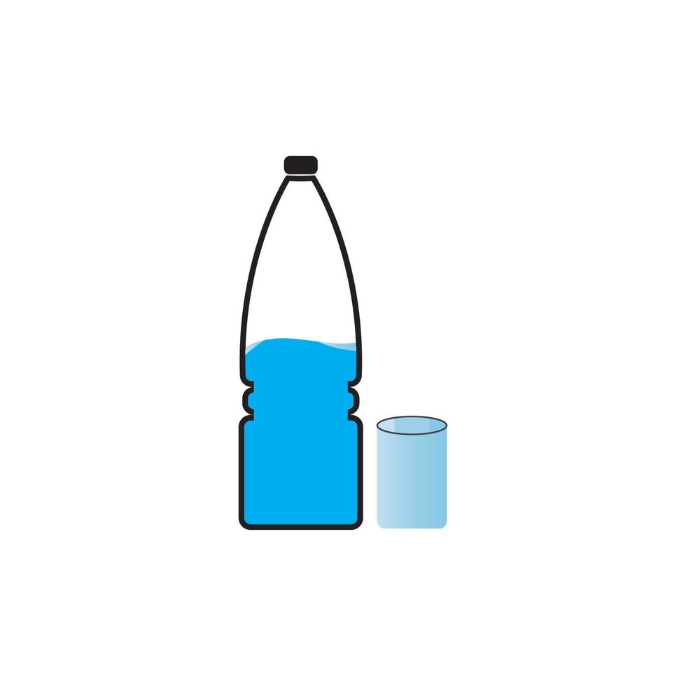 Plastic bottle and glass vector icon