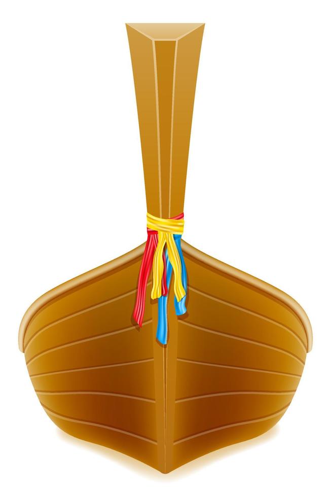 Ilustración de vector de barco de madera tailandés tradicional aislado sobre fondo blanco