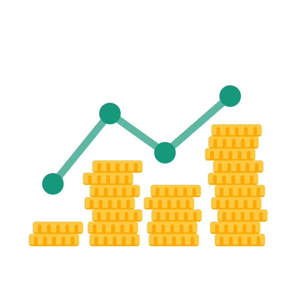 growing pile of dollar coins money saving concept vector