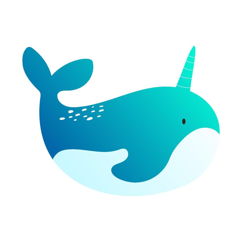 Cute cartoon narwhal. vector