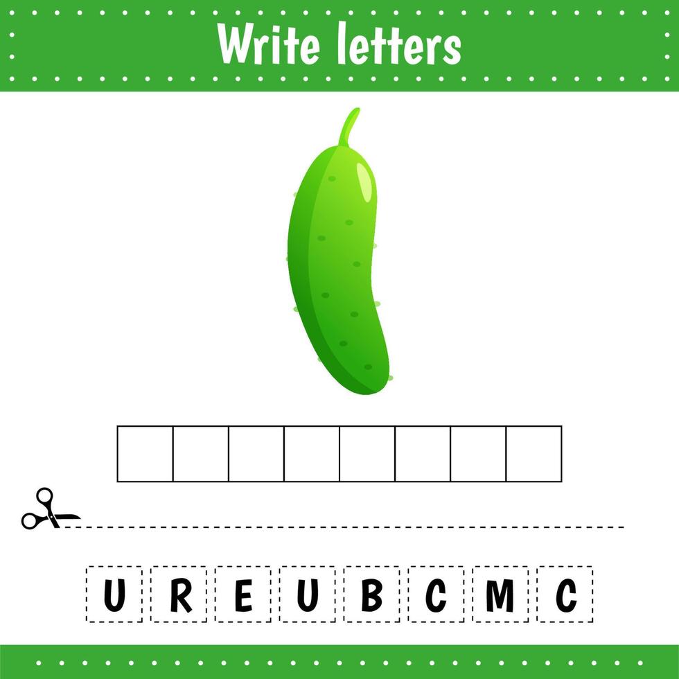 Crossword. Vegetable. Cucumber. Guess the word. vector