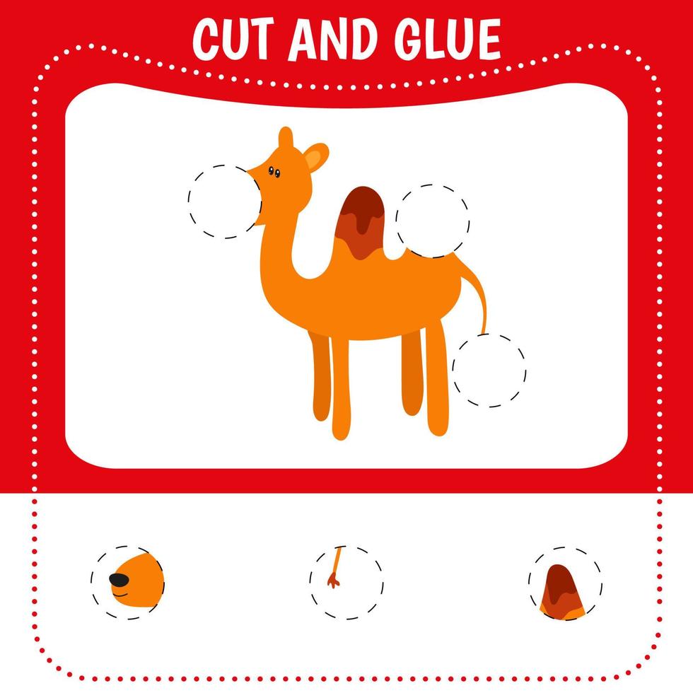 Cut and glue game. Camel vector