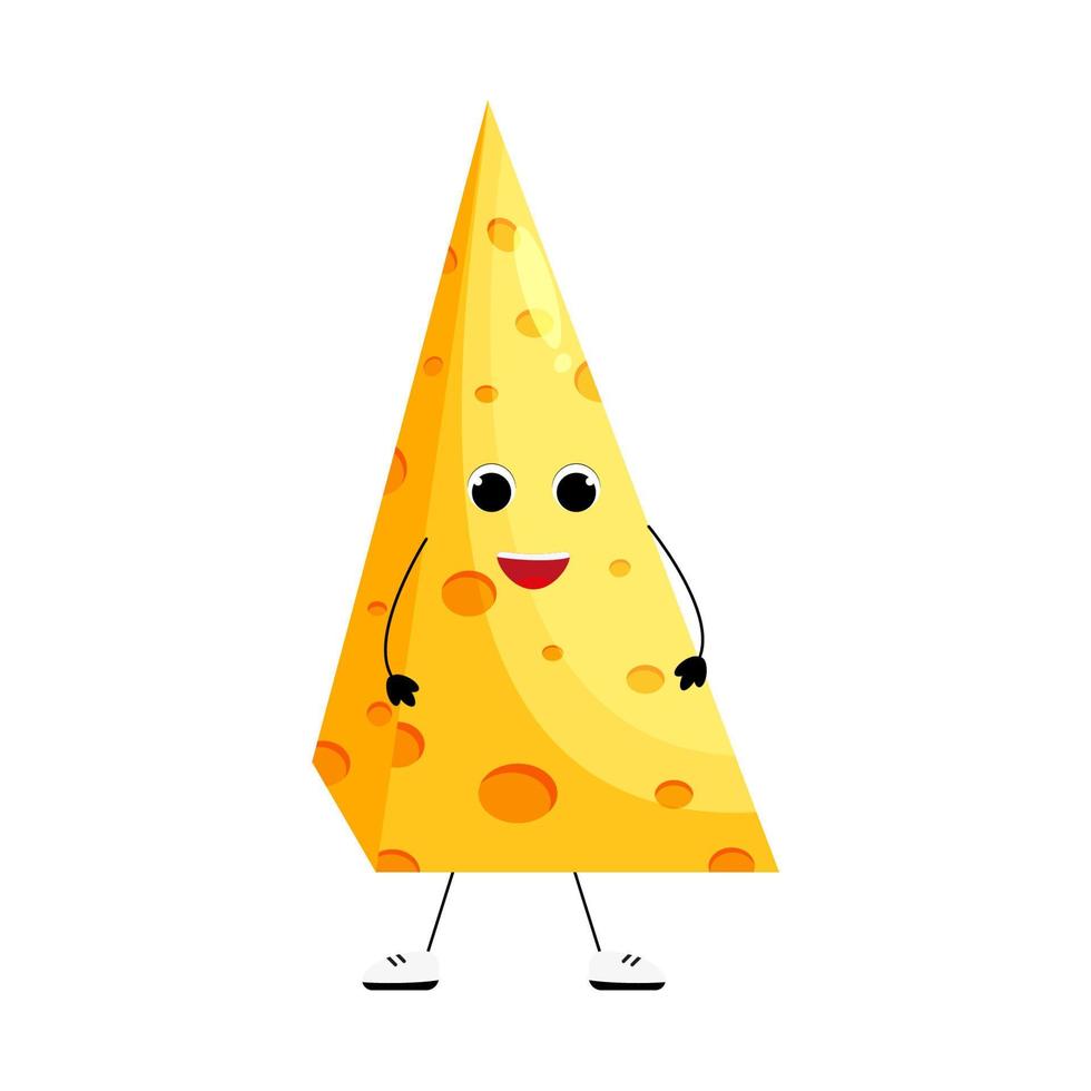 lindo personaje de queso divertido. vector