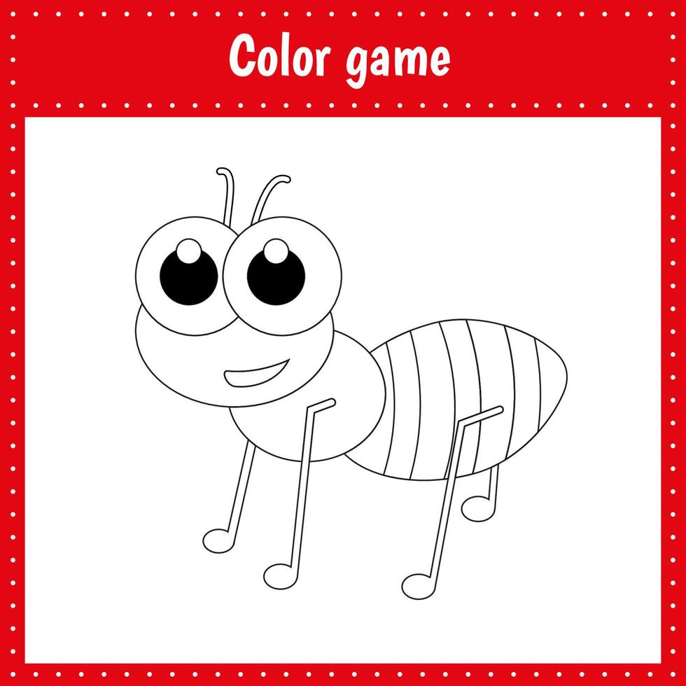 Coloring page of ant vector