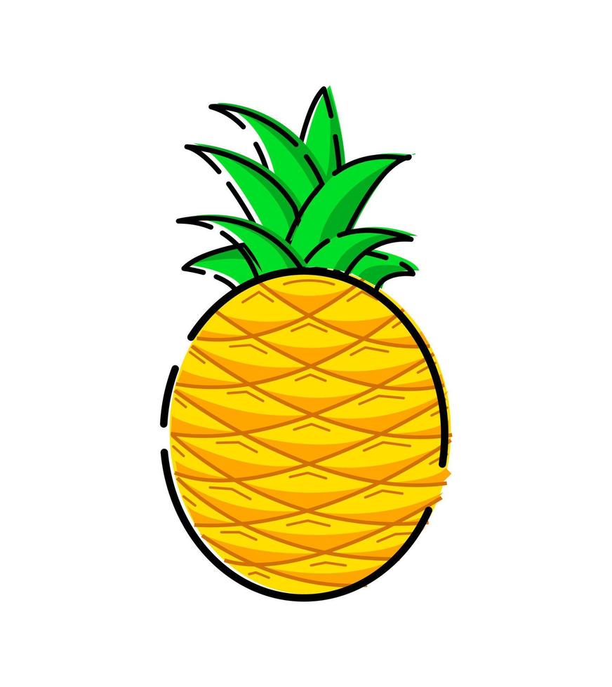 Ilustración en color de piña fruta sobre fondo aislado vector