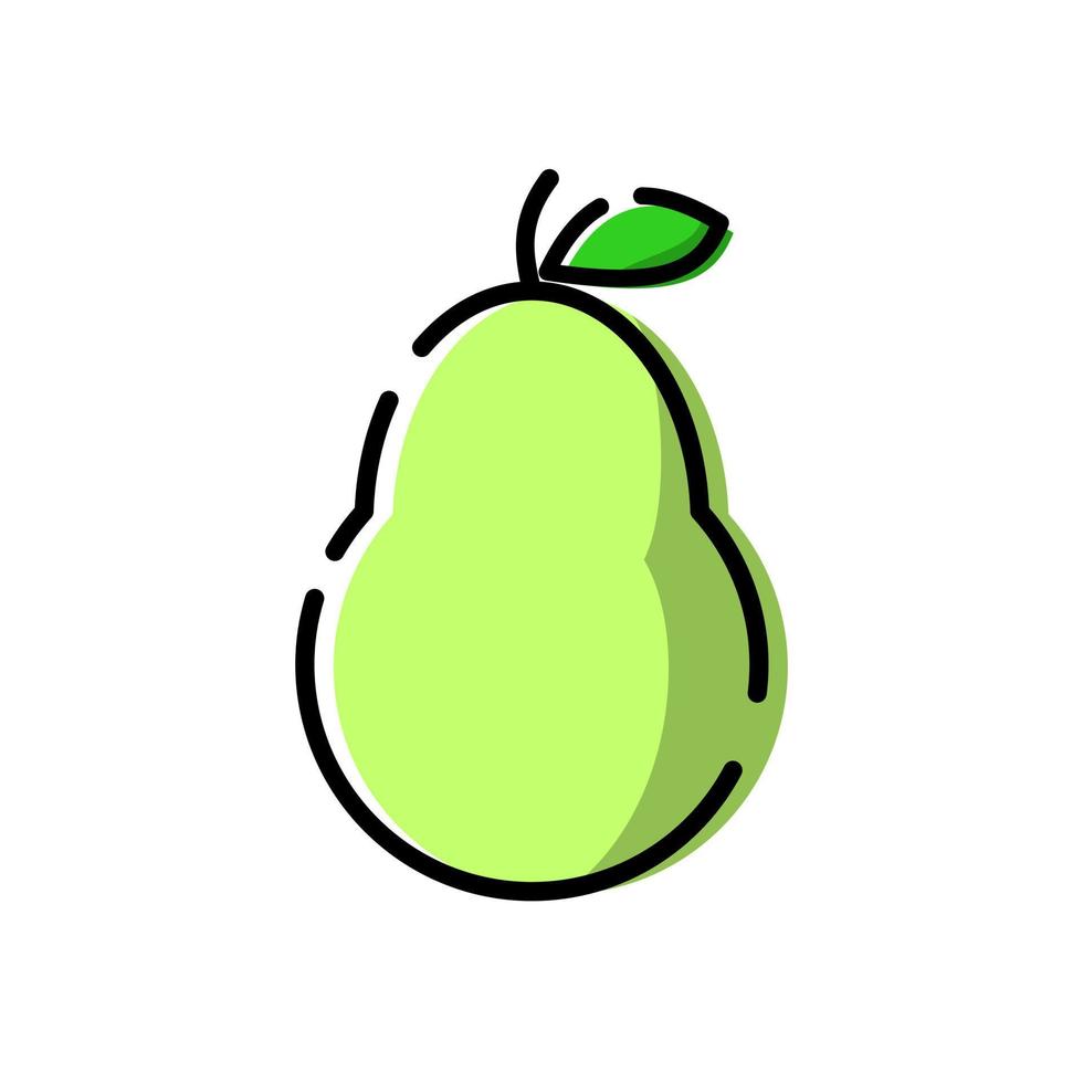 simple color illustration with pear shape on isolated background vector