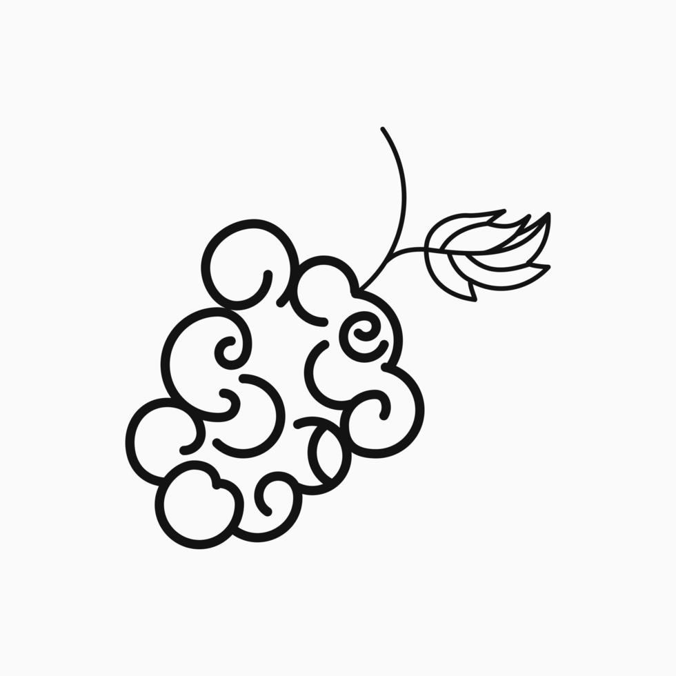 icono de uva. icono de fruta. contorno. en blanco y negro. para logotipo, icono, símbolo y signo vector