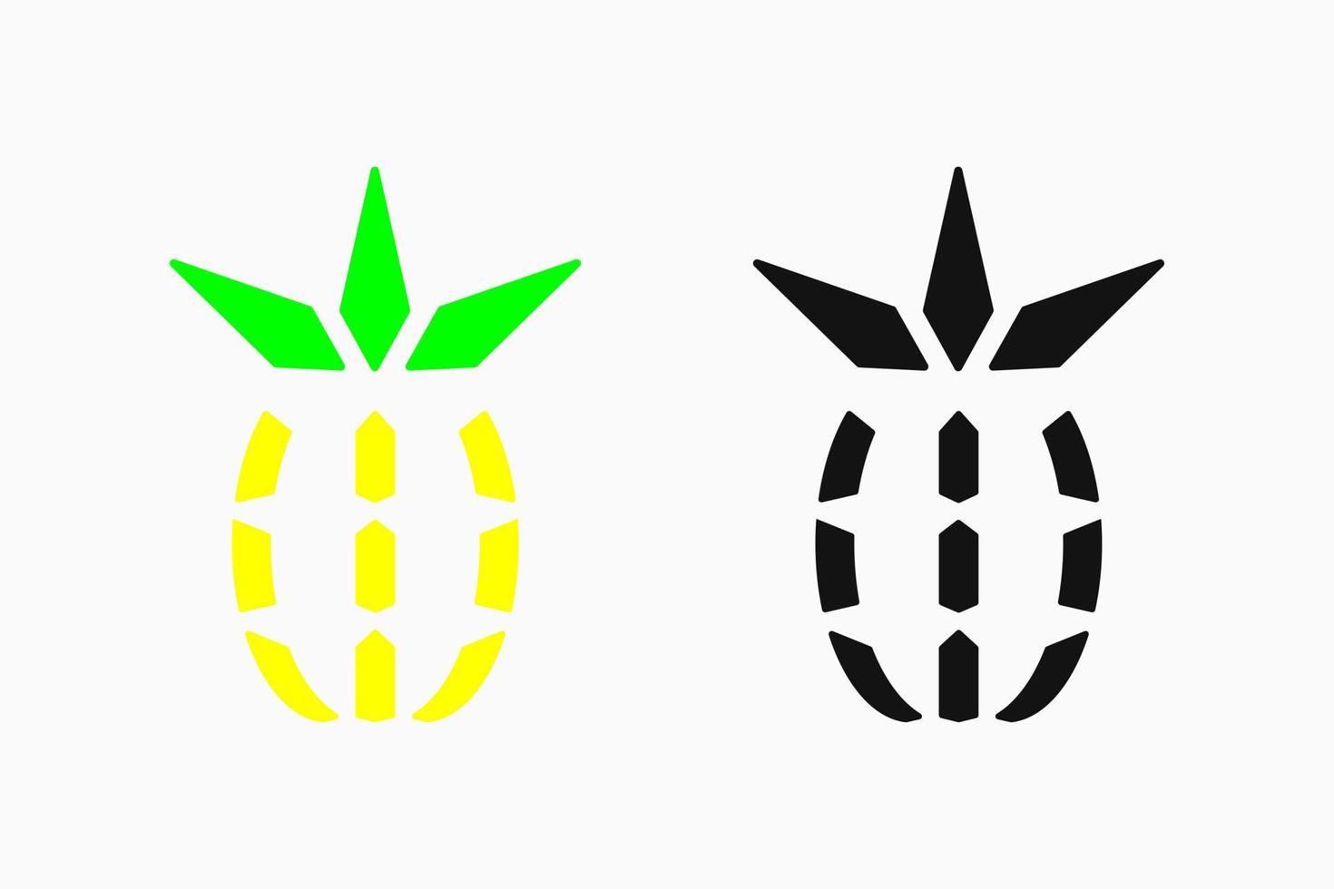 logotipo del concepto de piña. icono de fruta. verde y amarillo. sencillo y plano. para logotipo, icono, símbolo y signo vector