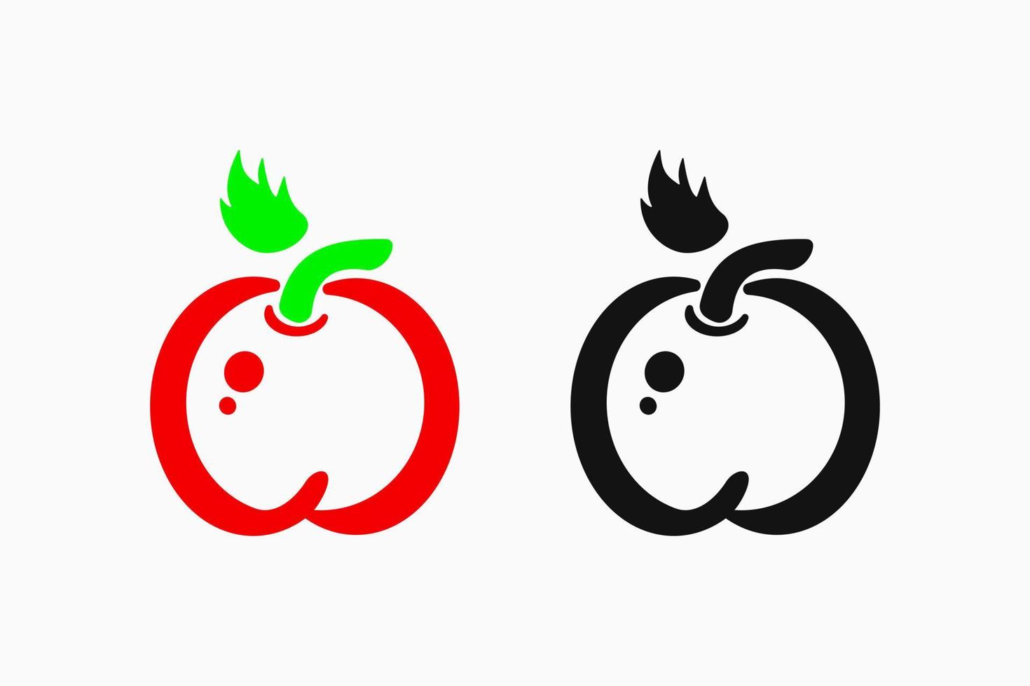 Apple Logo Concept. Silhouette. Outline Icon. Red and Black vector