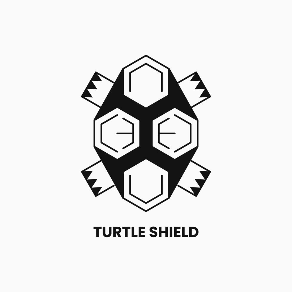 Turtle Shield Logo Concept. Simple, Line and Flat Logotype. Suitable for Logo, Icon, Symbol, Mascot and Sign. Such as Animal and Protection logo vector