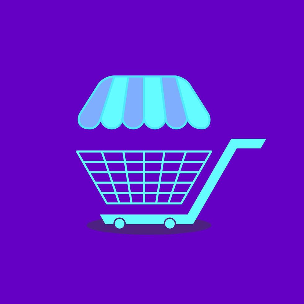 Trolley Cart Store Logo Concept. Blue and Purple. Online Shop. Logo, Icon, Symbol and Sign vector