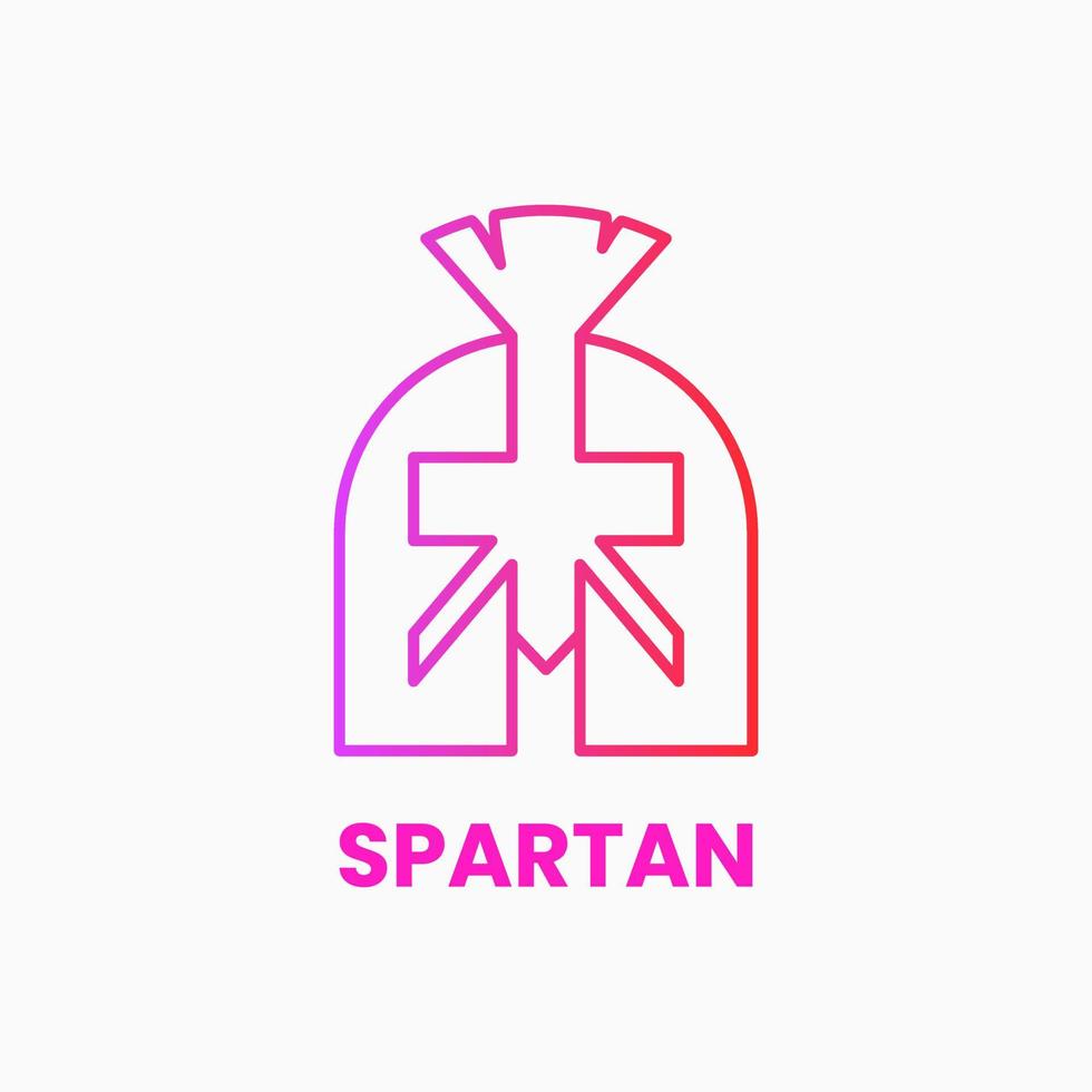 Spartan Logo Concept. Gradient. Pink, Purple and White. Logo, Icon, Symbol, Emblem and Sign. Line Logotype. War. Head Protector vector