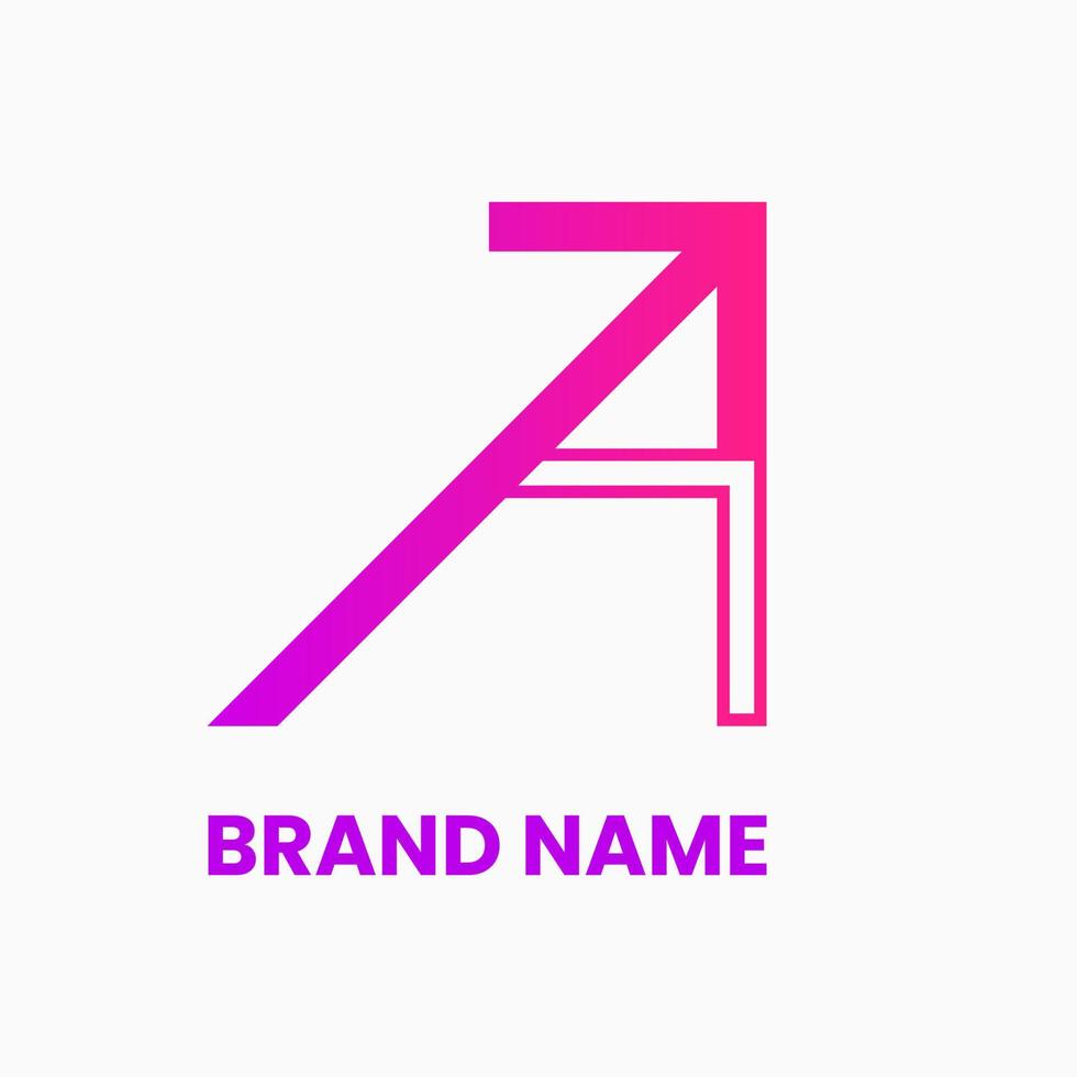 Letter A Arrow Logo Concept. Gradient, Simple, Modern and Line Logotype. Purple and Pink. Suitable for Logo, Icon, Symbol and Sign. Such as initial, Insurance, Finance vector