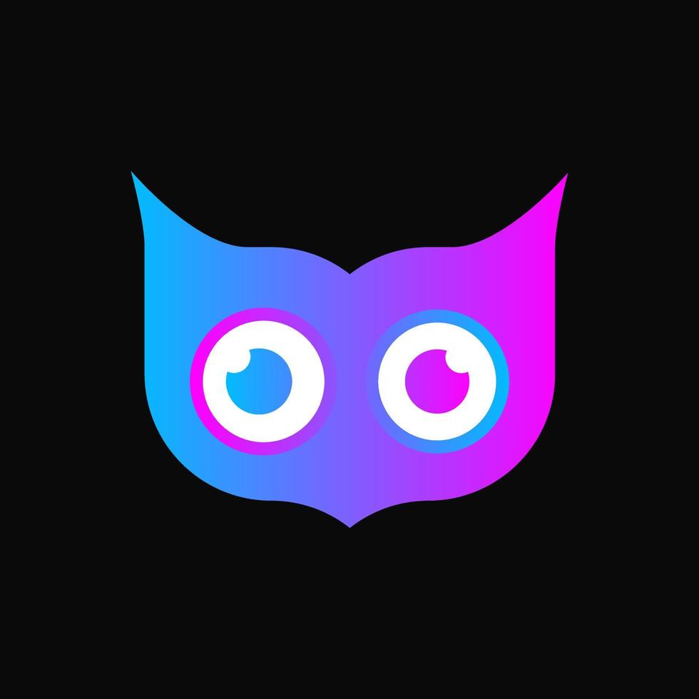 Owl logo concept. animal, bird, mascot, gradient and modern logotype. Blue, White and Purple. suitable for logo, icon, symbol and sign vector