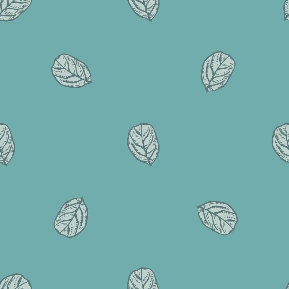 Seamless pattern engraved tree leaves. Vintage background botanical with foliage in hand drawn style. vector