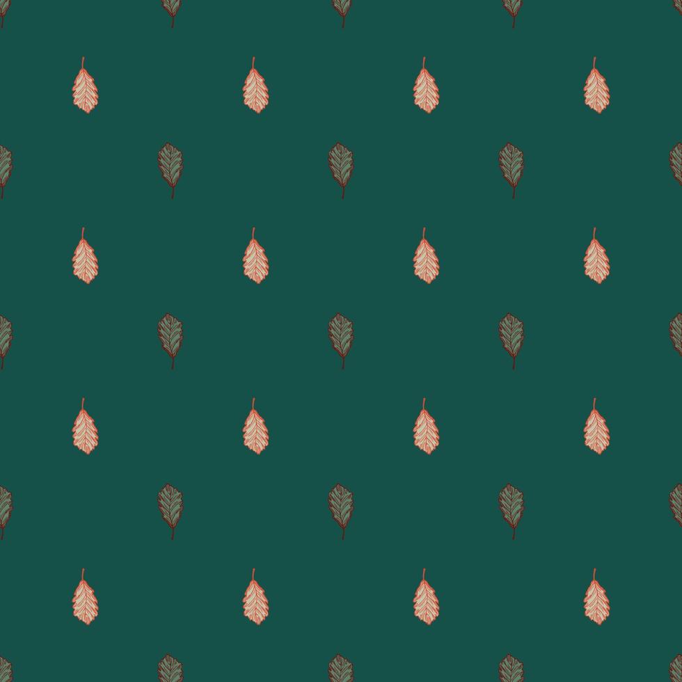 Leaves oak engraved seamless pattern. Vintage background botanical with forest foliage in hand drawn style. vector