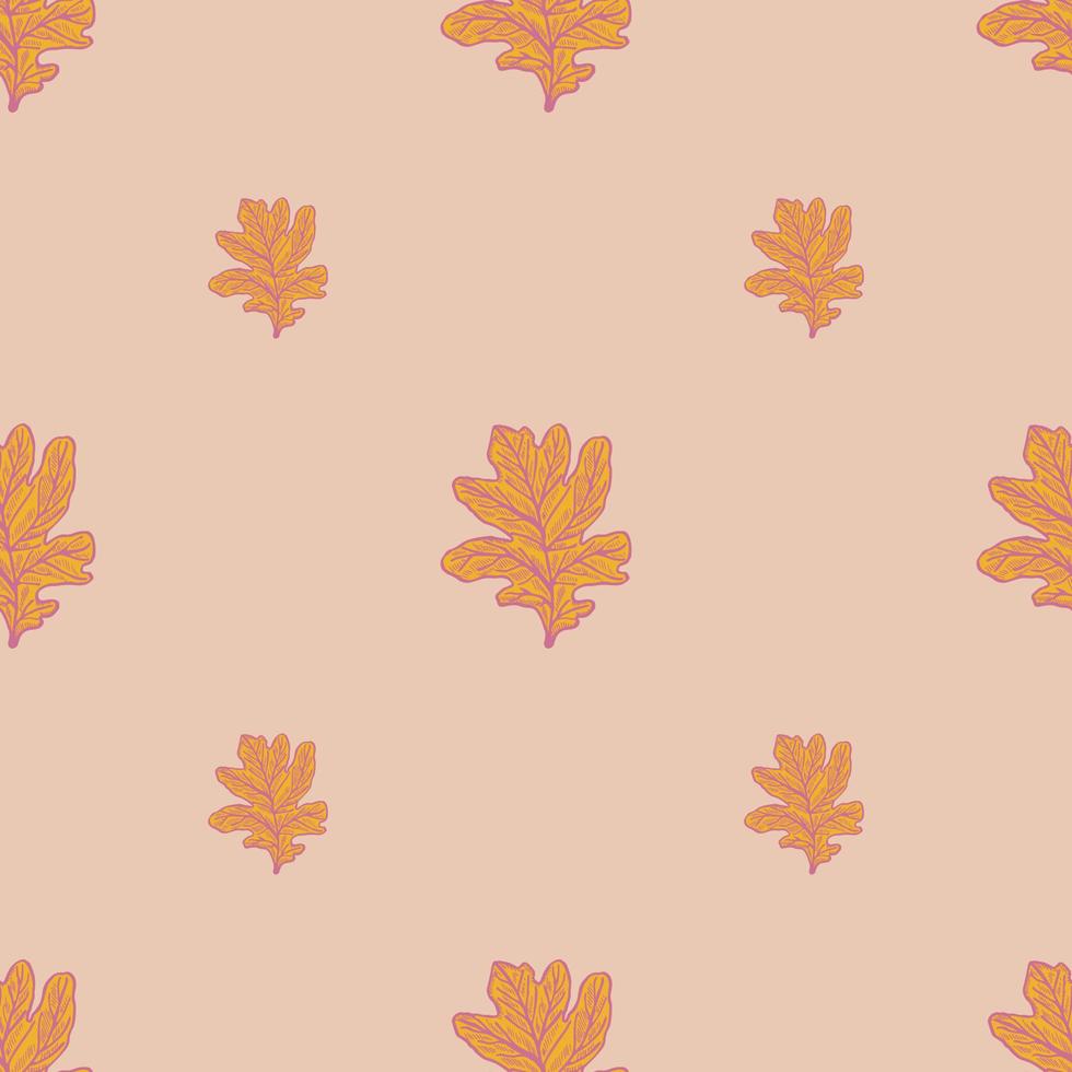 Leaves oak engraved seamless pattern. Retro background botanical with forest foliage in hand drawn style. vector