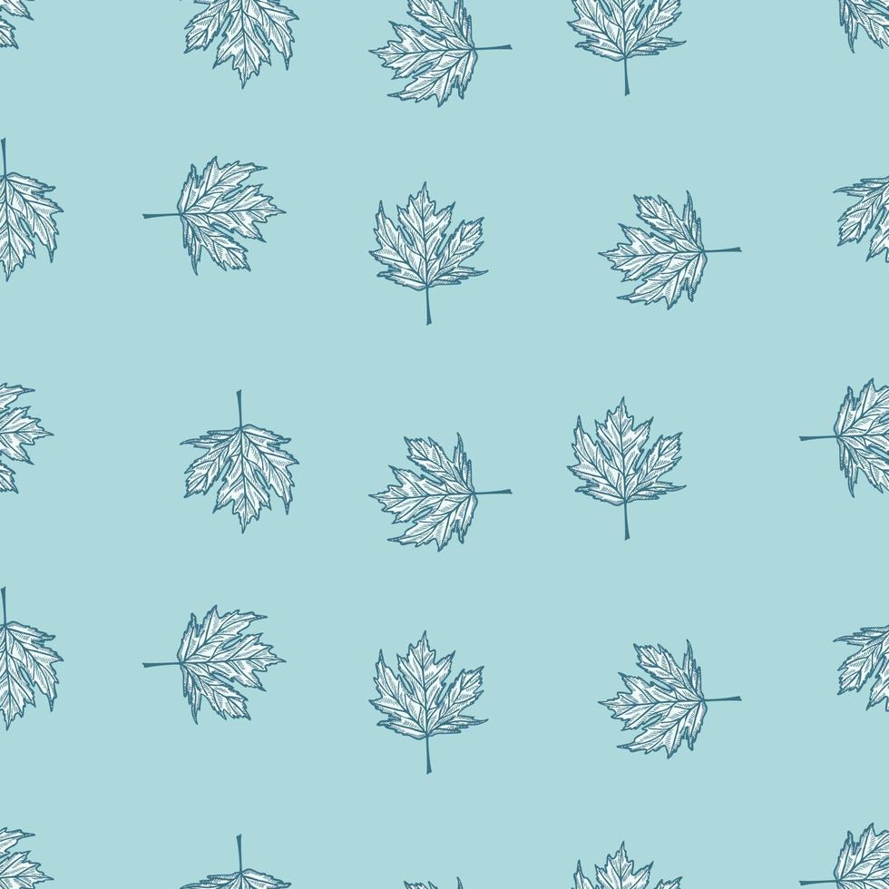 Leaves maple canadian engraved seamless pattern. Vintage background botanical with foliage in hand drawn style. vector