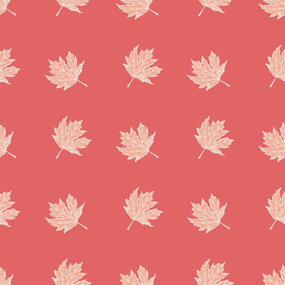 Leaves maple canadian engraved seamless pattern. Vintage background botanical with foliage in hand drawn style. vector