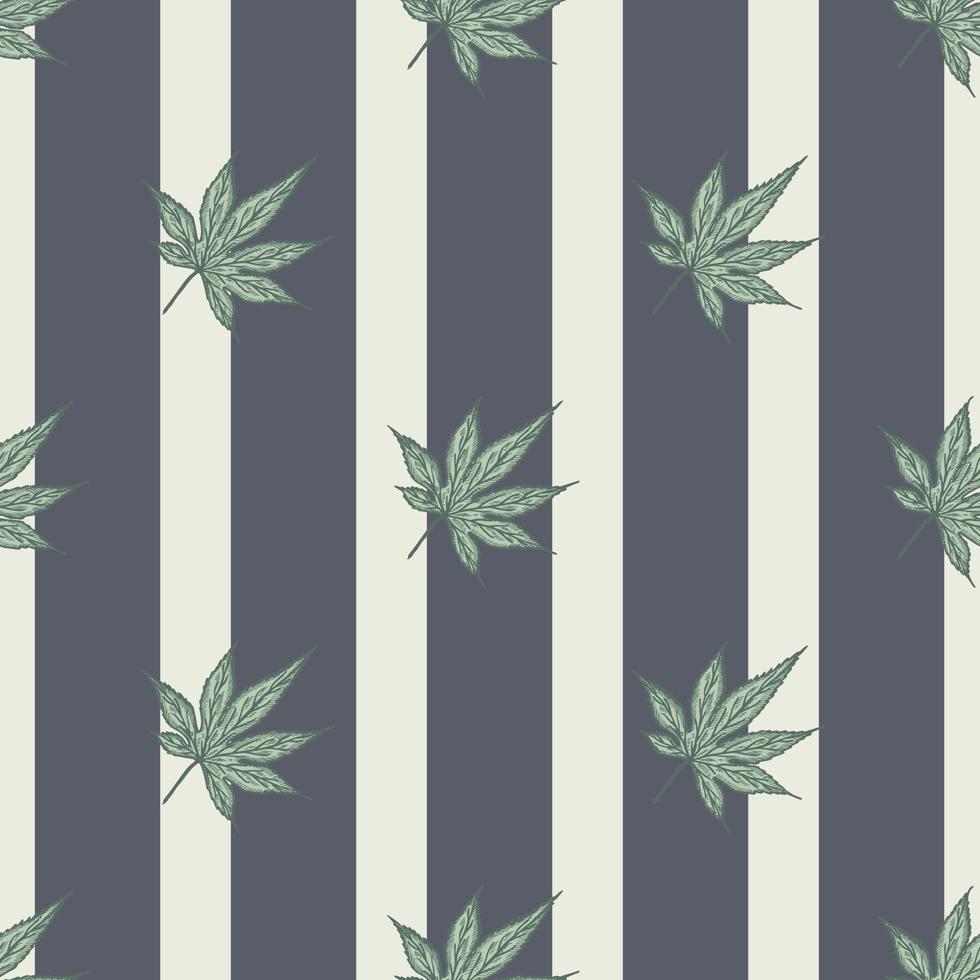 hojas de arce canadiense grabado de patrones sin fisuras. cannabis de hoja botánica de fondo vintage en estilo dibujado a mano. vector