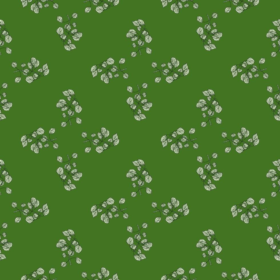 Seamless pattern engraved tree branches. Vintage background summer twigs in hand drawn style. vector