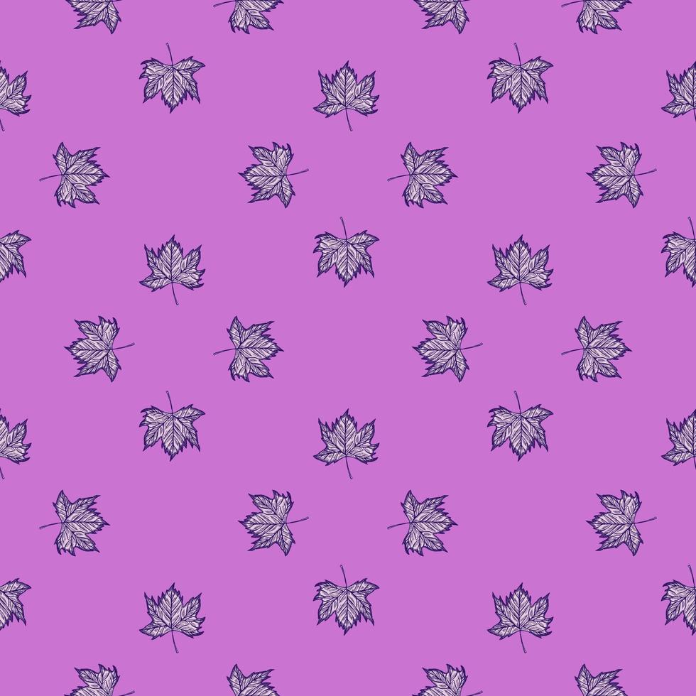 Leaves maple engraved seamless pattern. Vintage background botanical with canadian foliage in hand drawn style. vector