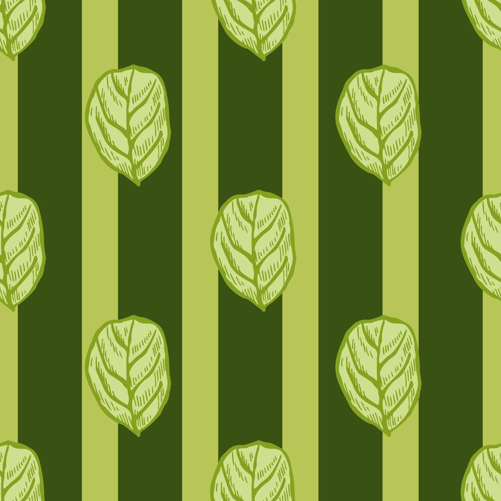 Seamless pattern engraved tree leaves. Vintage background botanical with foliage in hand drawn style. vector
