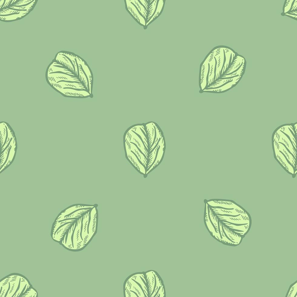 Seamless pattern engraved tree leaves. Vintage background botanical with foliage in hand drawn style. vector