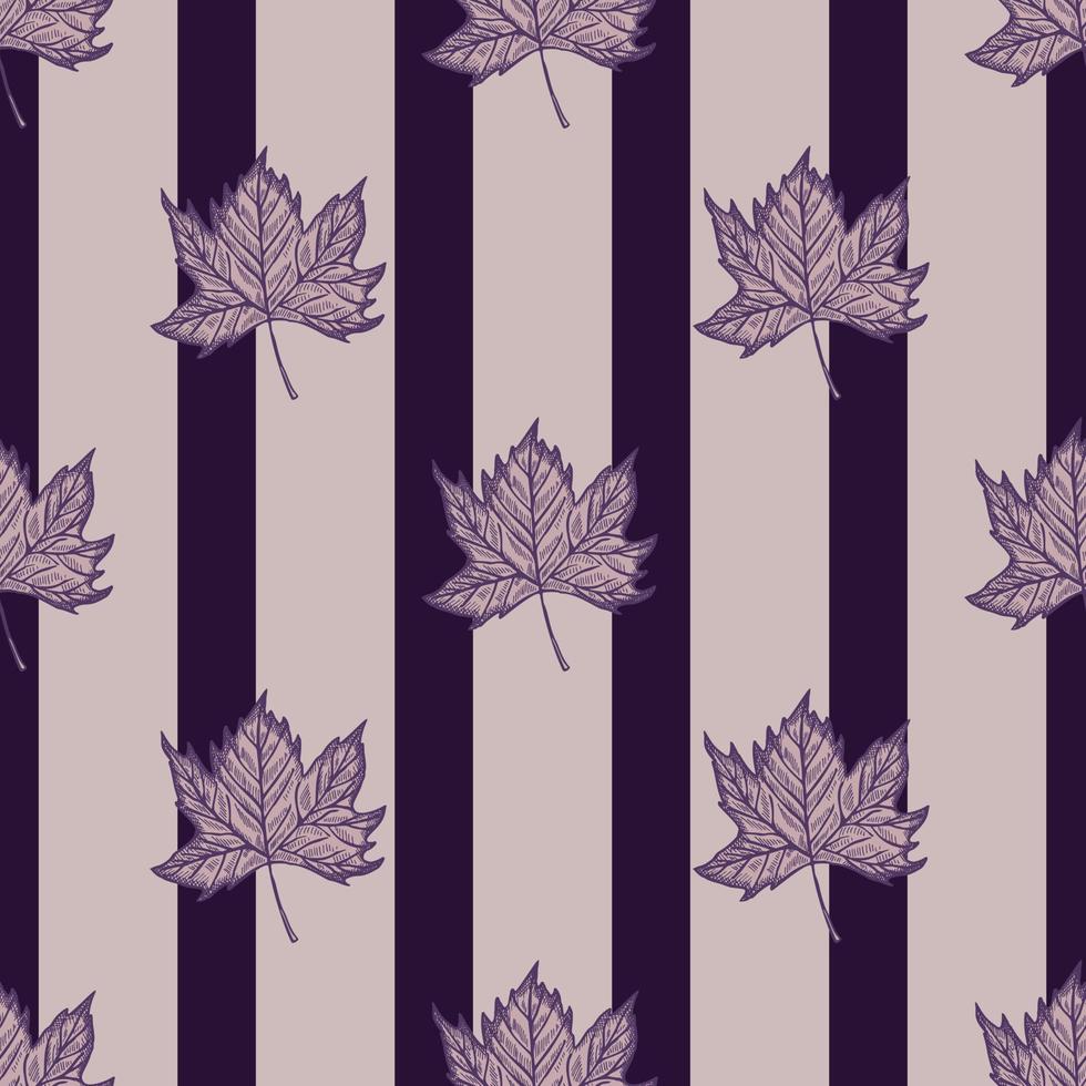 Leaves maple engraved seamless pattern. Vintage background botanical with canadian foliage in hand drawn style. vector