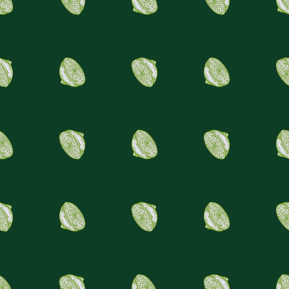 Seamless pattern lemon half engraving. Vintage background of citrus fruits in hand drawn style. vector