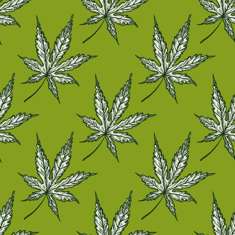 hojas de cannabis grabadas de patrones sin fisuras. fondo retro botánico  con hoja de marihuana en estilo dibujado a mano. 7570569 Vector en Vecteezy
