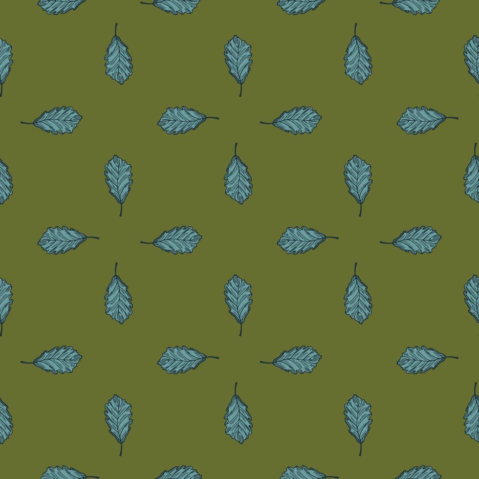 Leaves oak engraved seamless pattern. Vintage background botanical with forest foliage in hand drawn style. vector