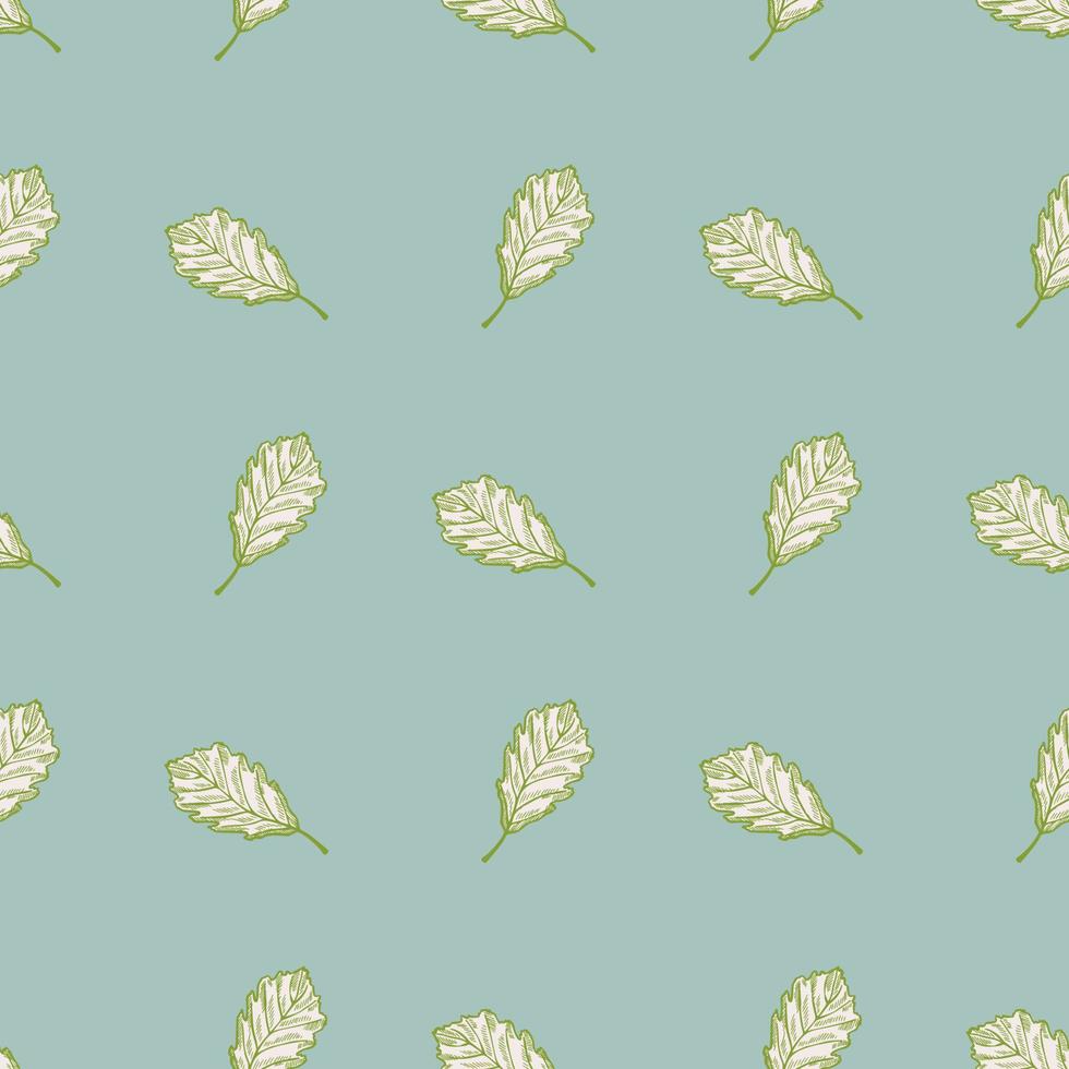 Leaves oak engraved seamless pattern. Vintage background botanical with forest foliage in hand drawn style. vector