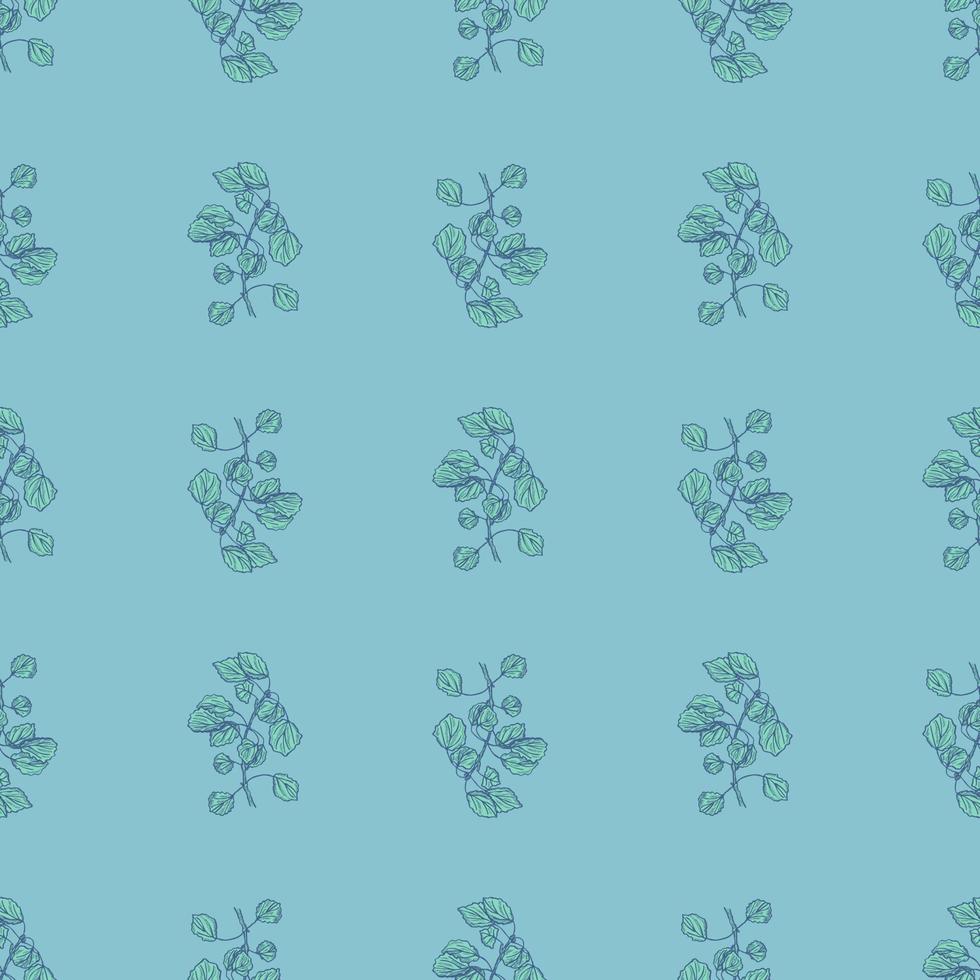 Seamless pattern engraved tree branches. Vintage background summer twigs in hand drawn style. vector