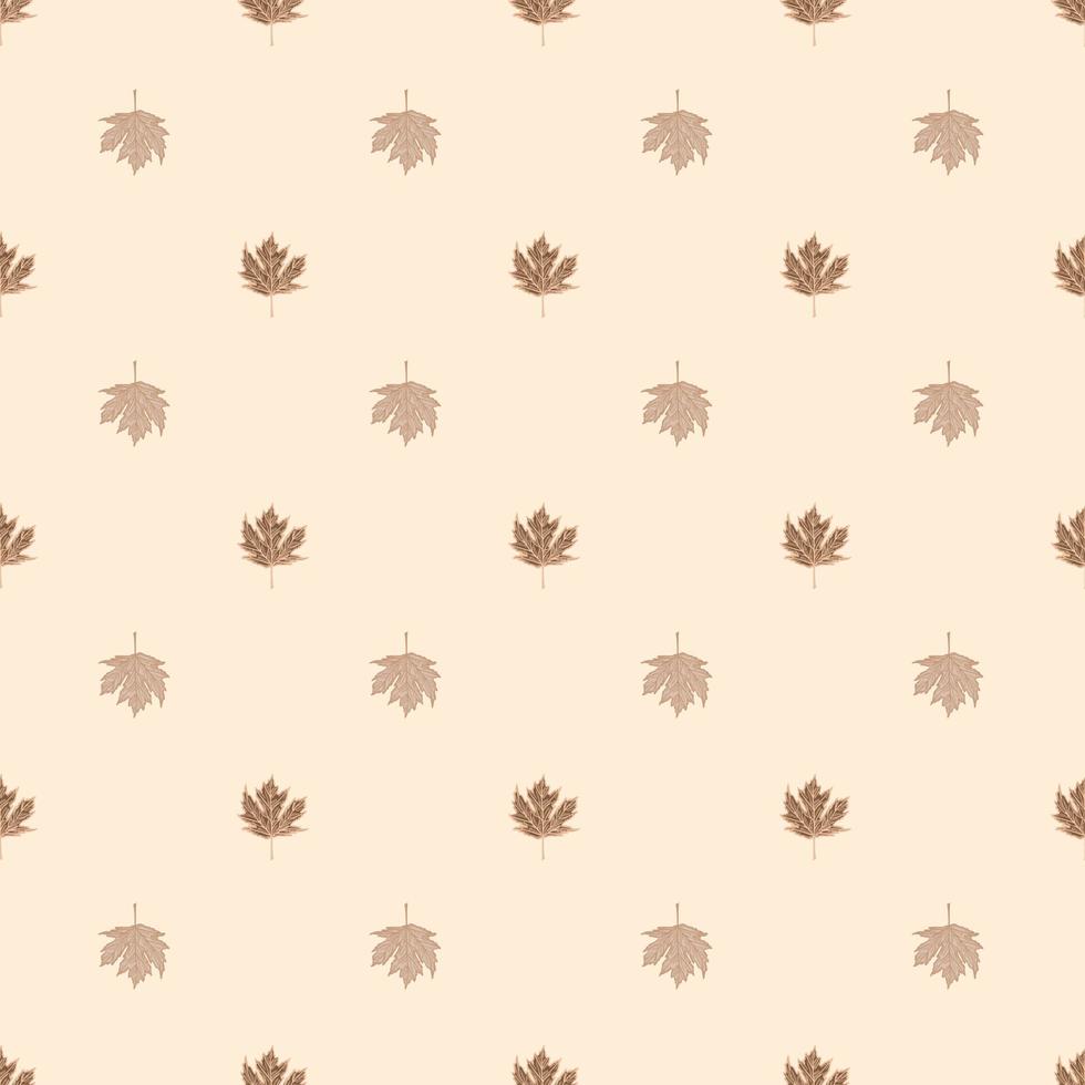 Leaves maple canadian engraved seamless pattern. Vintage background botanical with foliage in hand drawn style. vector