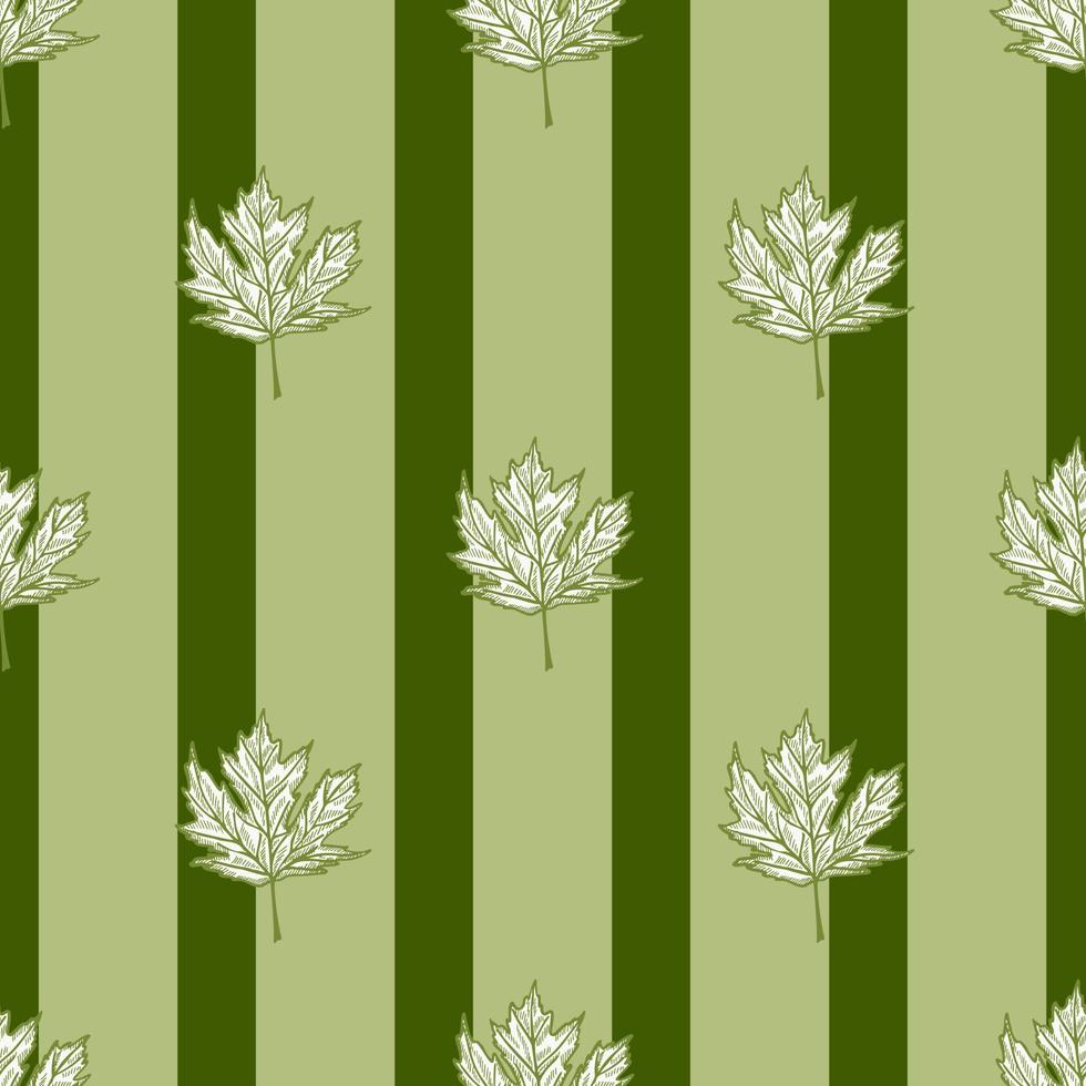 Leaves maple canadian engraved seamless pattern. Vintage background botanical with foliage in hand drawn style. vector