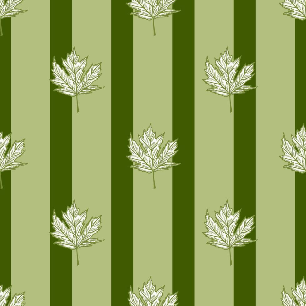 Leaves maple canadian engraved seamless pattern. Vintage background botanical with foliage in hand drawn style. vector