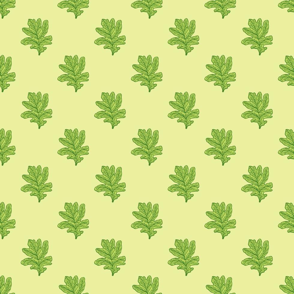 Leaves oak engraved seamless pattern. Retro background botanical with forest foliage in hand drawn style. vector
