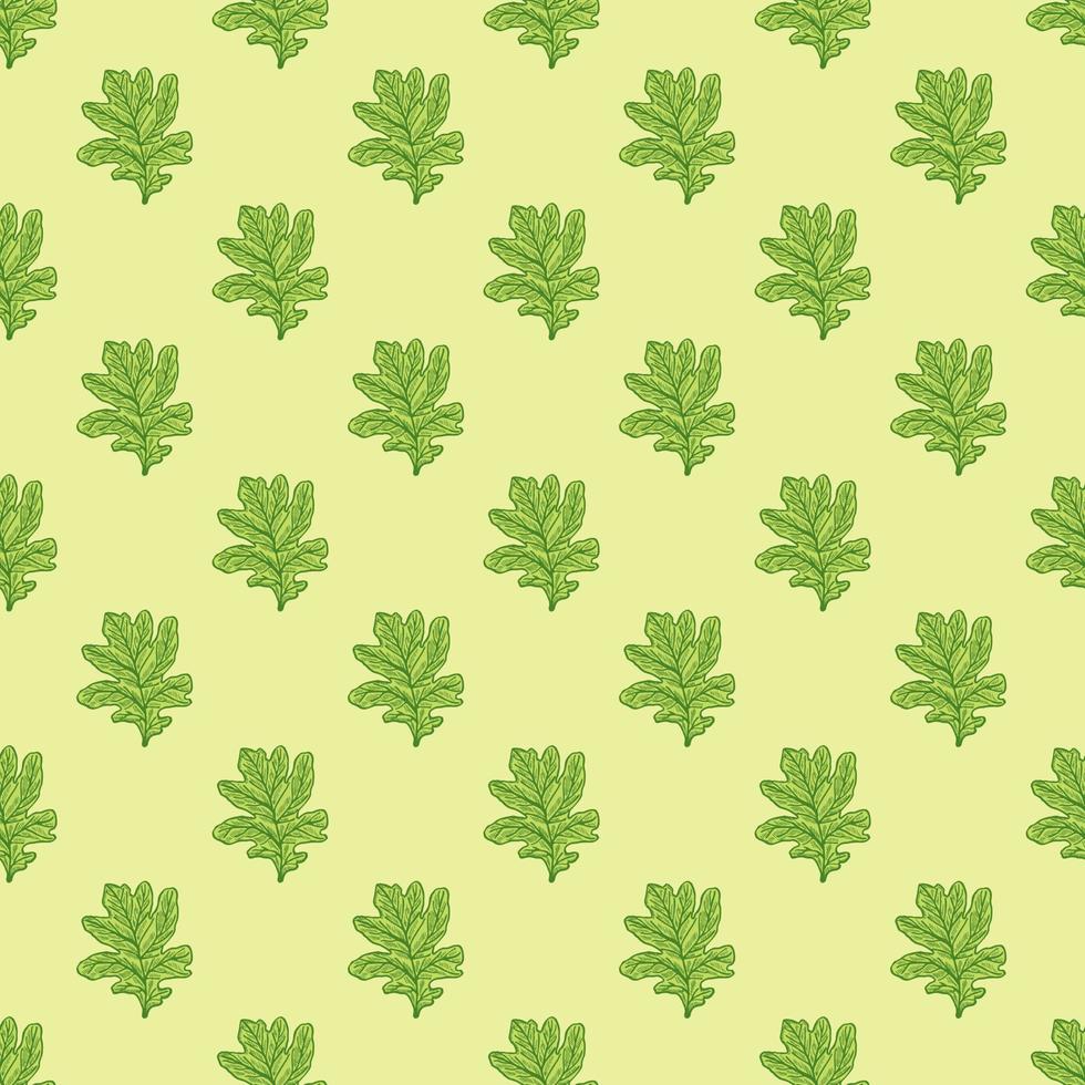 Leaves oak engraved seamless pattern. Retro background botanical with forest foliage in hand drawn style. vector