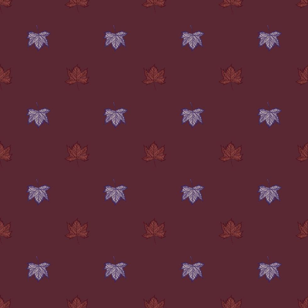 Leaves maple engraved seamless pattern. Vintage background botanical with canadian foliage in hand drawn style. vector