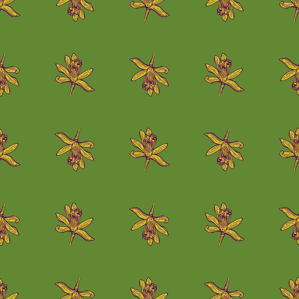 flores de patrones sin fisuras grabadas. fondo vintage de jardín floral en estilo dibujado a mano. vector