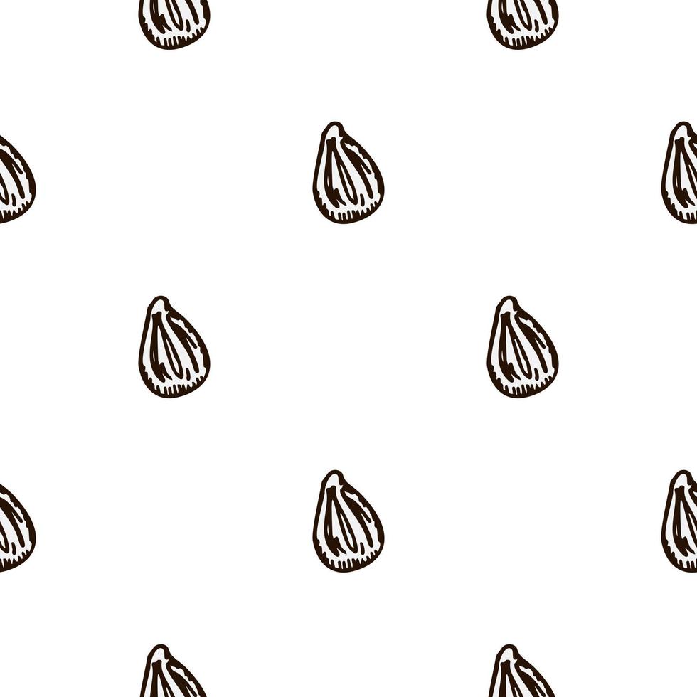 Seamless pattern engraved seeds. Vintage background plants kernels in hand drawn style. Botanical sketch. vector
