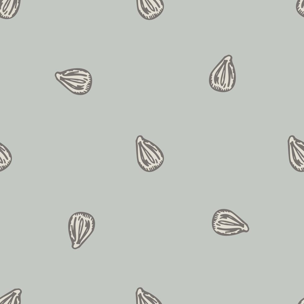 Seamless pattern engraved seeds. Vintage background plants kernels in hand drawn style. Botanical sketch. vector