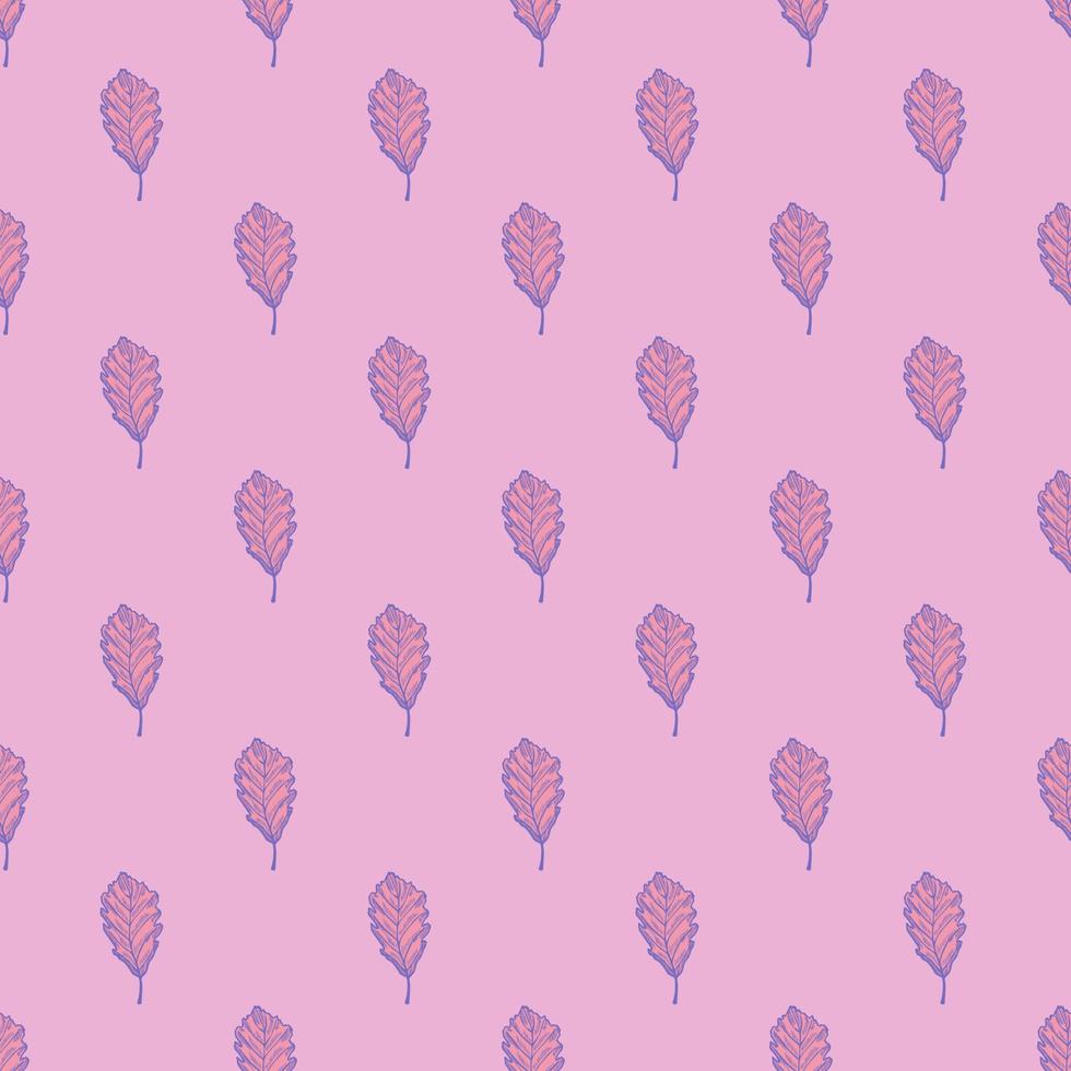 Leaves oak engraved seamless pattern. Vintage background botanical with forest foliage in hand drawn style. vector