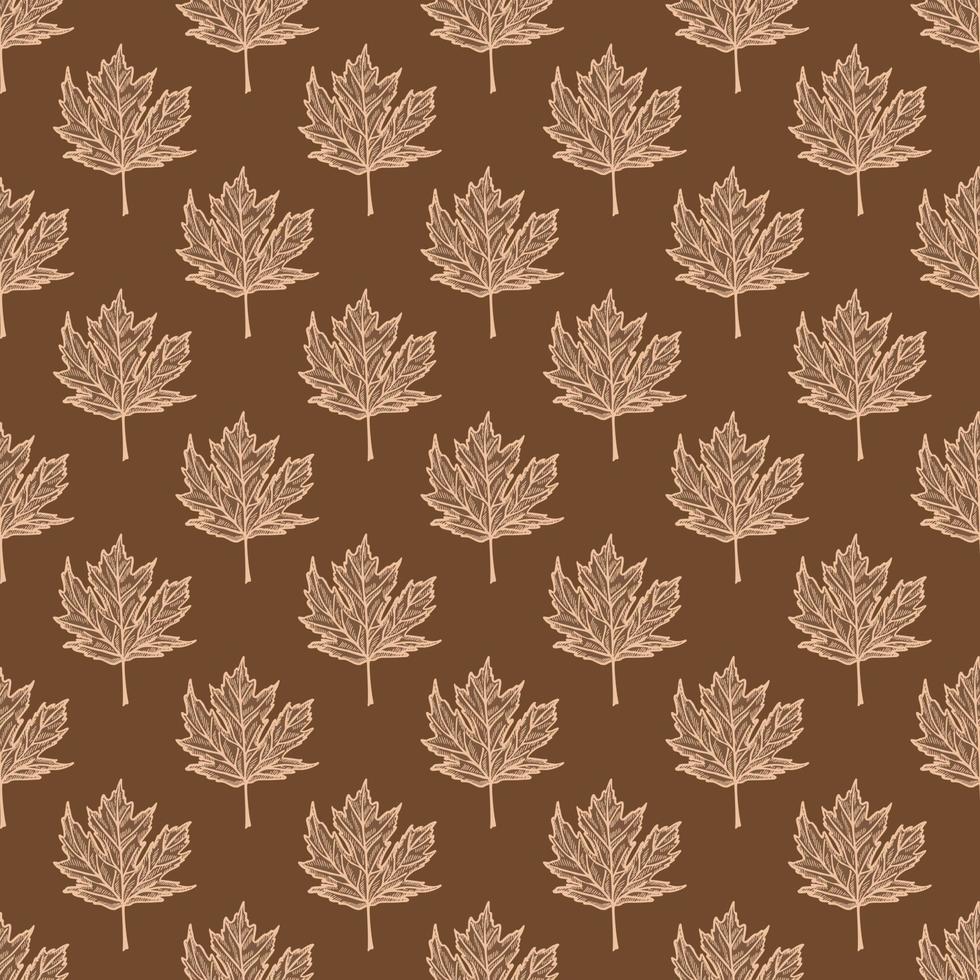 hojas de arce canadiense grabado de patrones sin fisuras. fondo vintage botánico con follaje en estilo dibujado a mano. vector